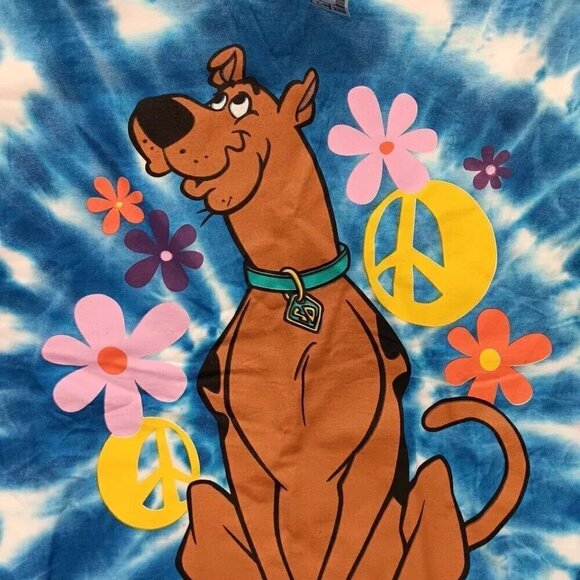VTG Scooby Doo Shirt XL Blue 90s Tie Dye Cartoon Network Tee Hippie USA made NEW - Picture 2 of 9